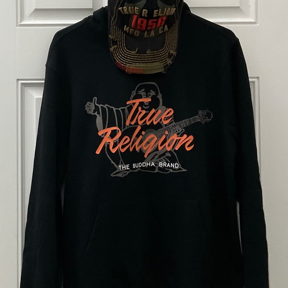 SCRIPT BUDDHA PULLOVER HOODIE With True religion 1956 MFG LA CA Cap. - Picture 1 of 12